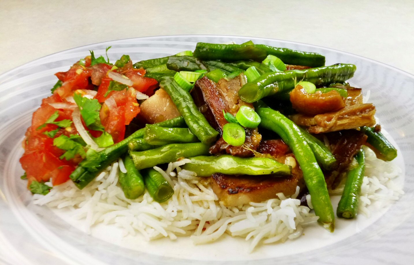 Snake beans with pork stir fry