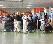 Airport schedules arrivals and departures